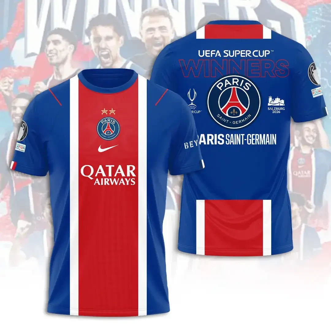 Paris Saint-Germain 2026 UEFA Super Cup Winners Shirt Paris Saint-Germain Merch Brother Gifts - Merchluma