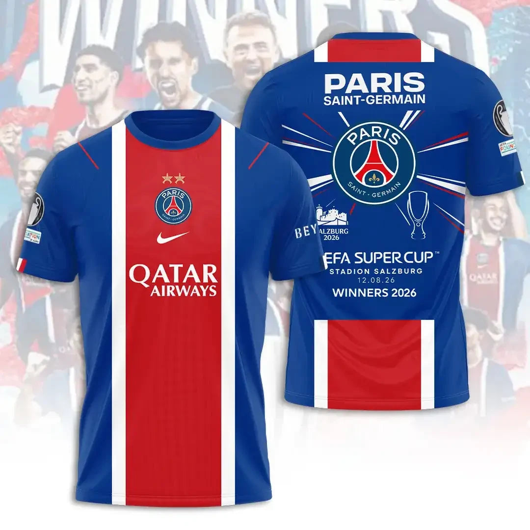 Paris Saint-Germain 2026 UEFA Super Cup Winners Shirt Paris Saint-Germain Merch Gift Ideas - Merchluma