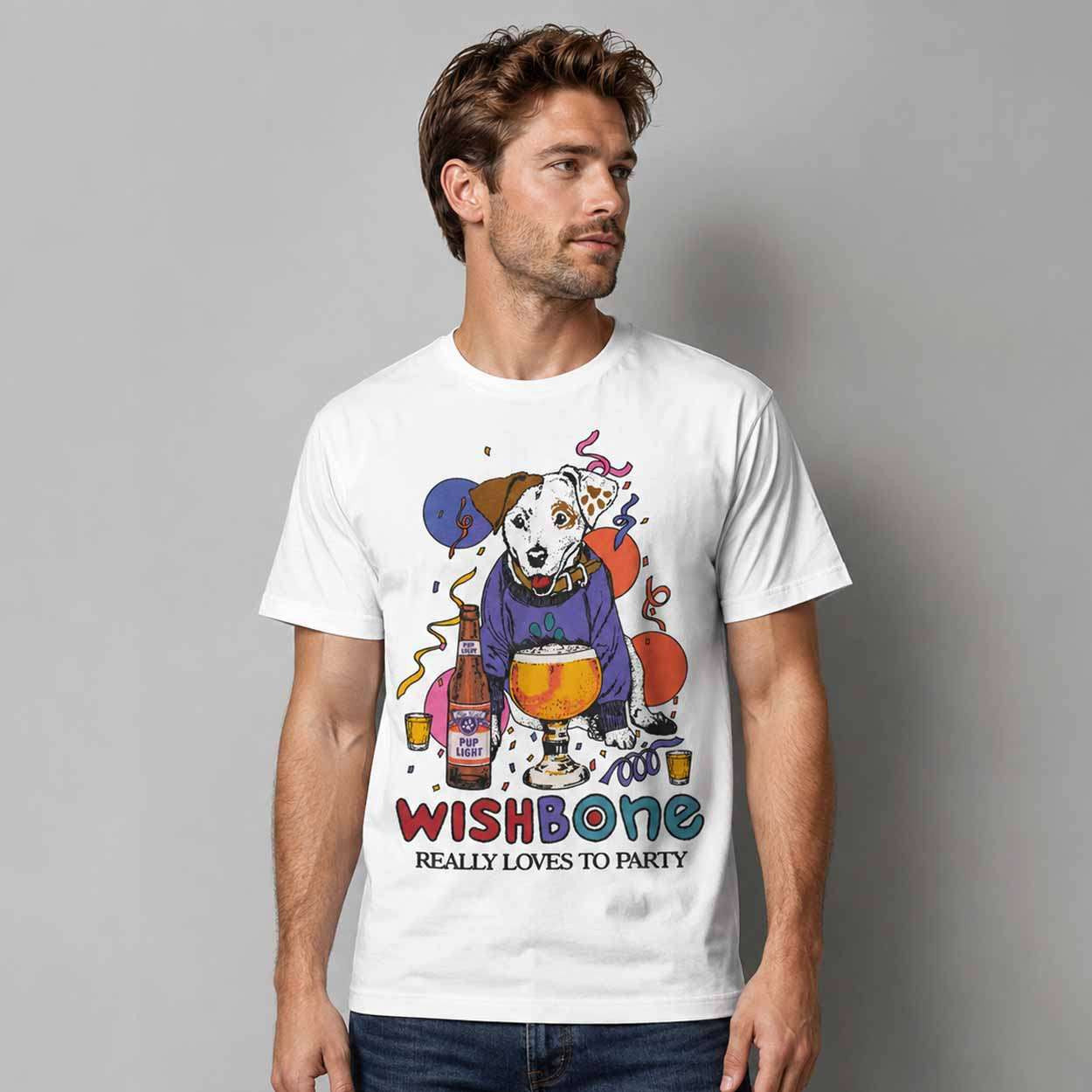 Wishbone Really Loves To Party Shirt Dog And Beer Funny T-Shirt Gifts For BFF - Merchluma
