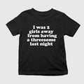 I Was 2 Girls Away From Having A Threesome Last Night T-Shirt Funny Adults Shirt - Merchluma