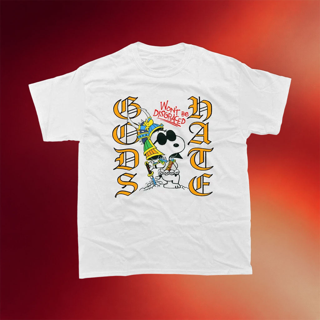 God's Hate Merch 2026 Samurai Joe Cool White T-Shirt Won't Be Disgraced Shirt Fan Apparel - Merchluma