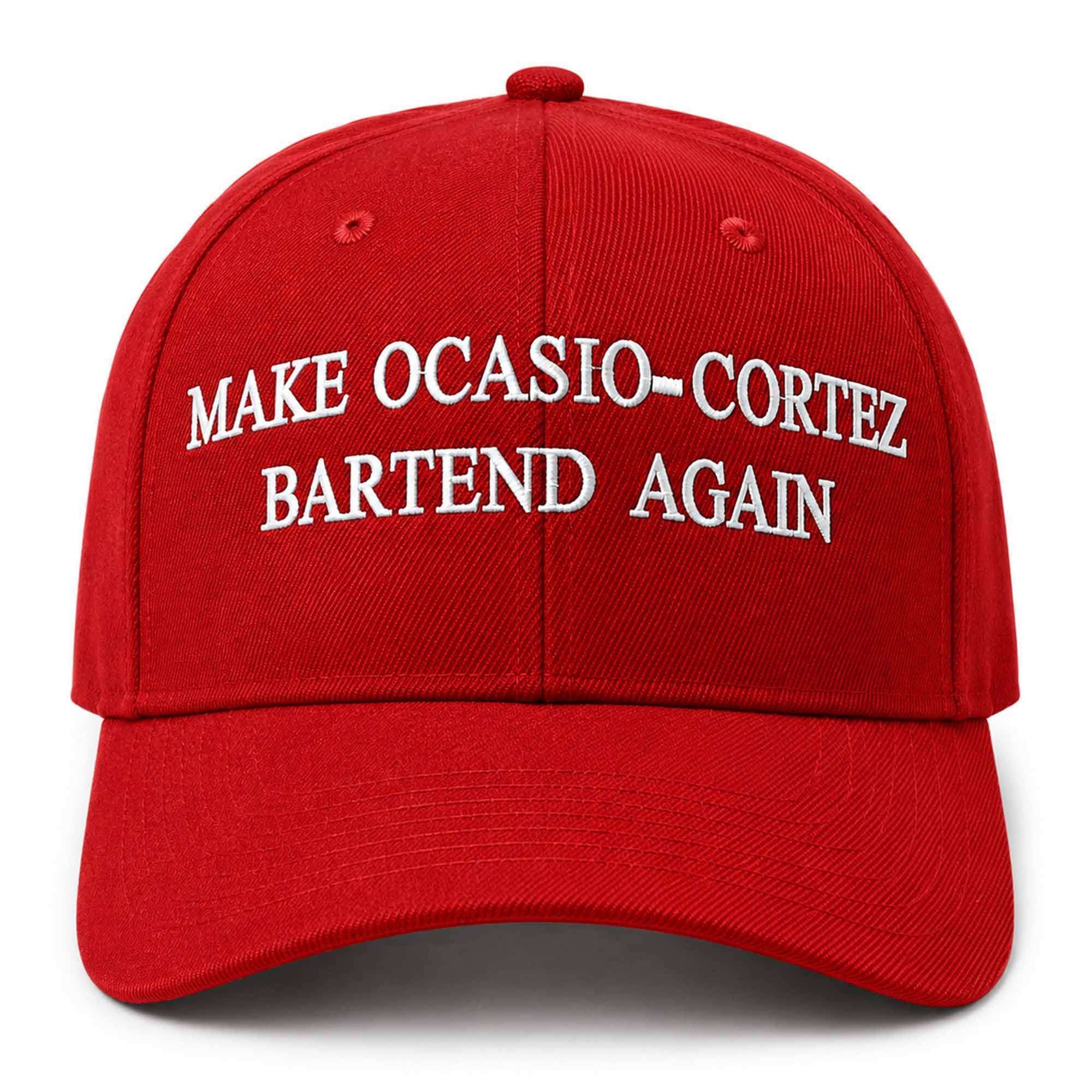 Make Ocasio-Cortez Bartend Again Hat Embroidered Political Cap Red Gifts For Dad - Merchluma