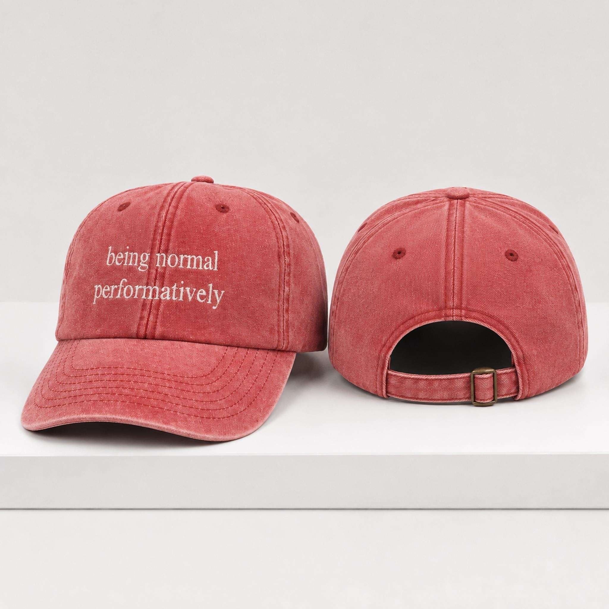 Being Normal Performatively 2026 Hat Embroidered Birthday Gift For Husband - Merchluma