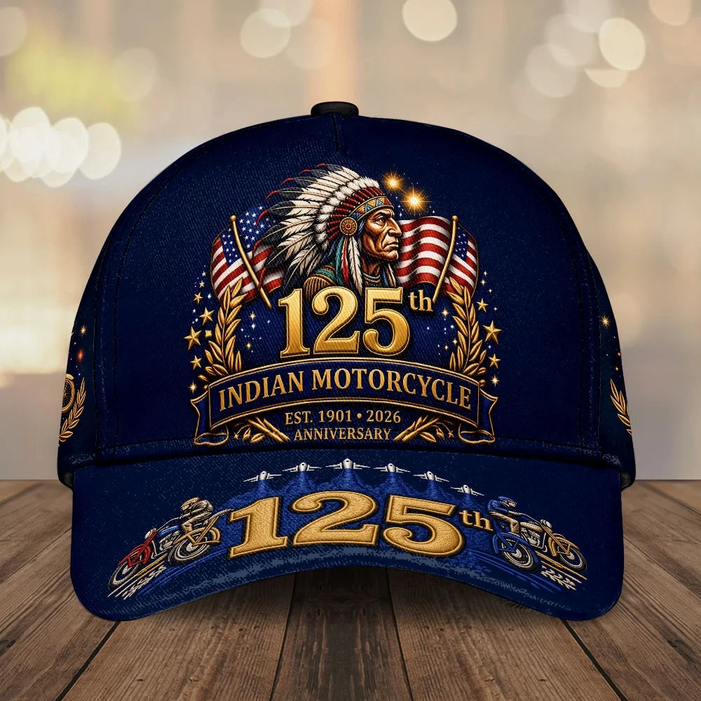 Indian Motorcycle 125th Anniversary Hat 2026 Presents For Motorbike Lovers - Merchluma