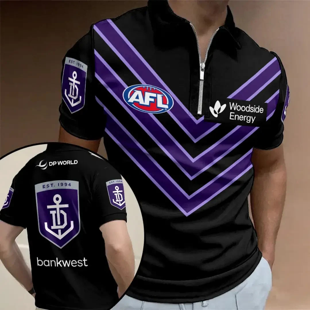 Fremantle Dockers Est 1994 Zip Polo Shirt Fremantle Football Club Shirt Fan Gift Ideas - Merchluma
