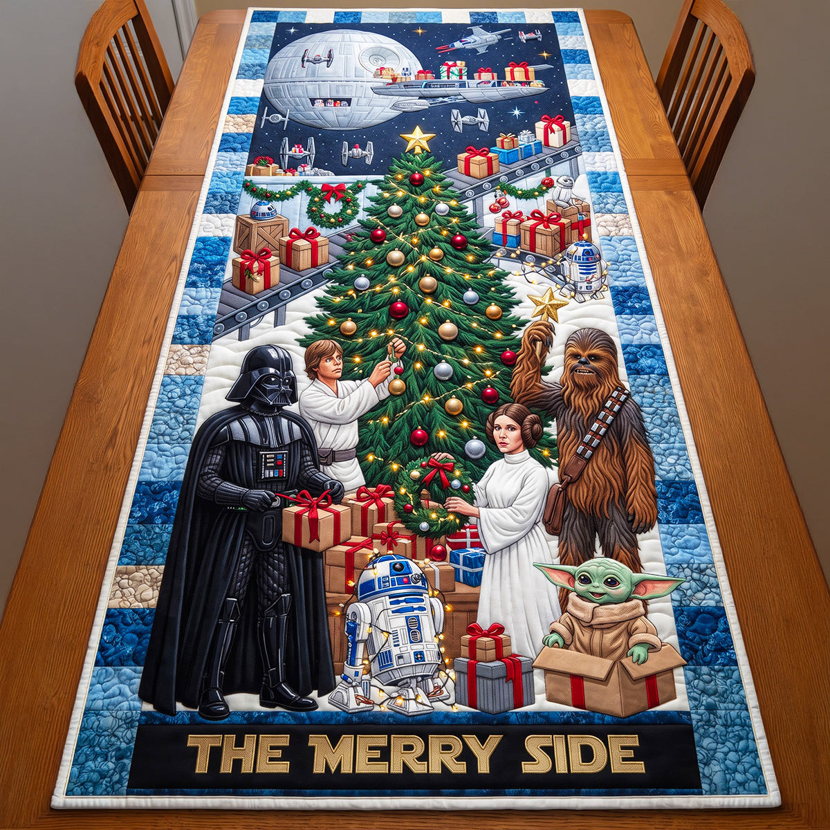 Personalized Star Wars Merry World Quilted Table Runner Holiday Home Decor Christmas Gifts - Merchluma