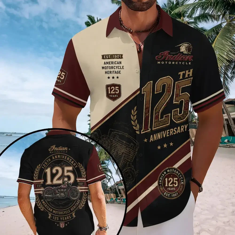 Indian Motorcycle Merch 125th Anniversary American Motorcycle Heritage Hawaiian Shirt - Merchluma