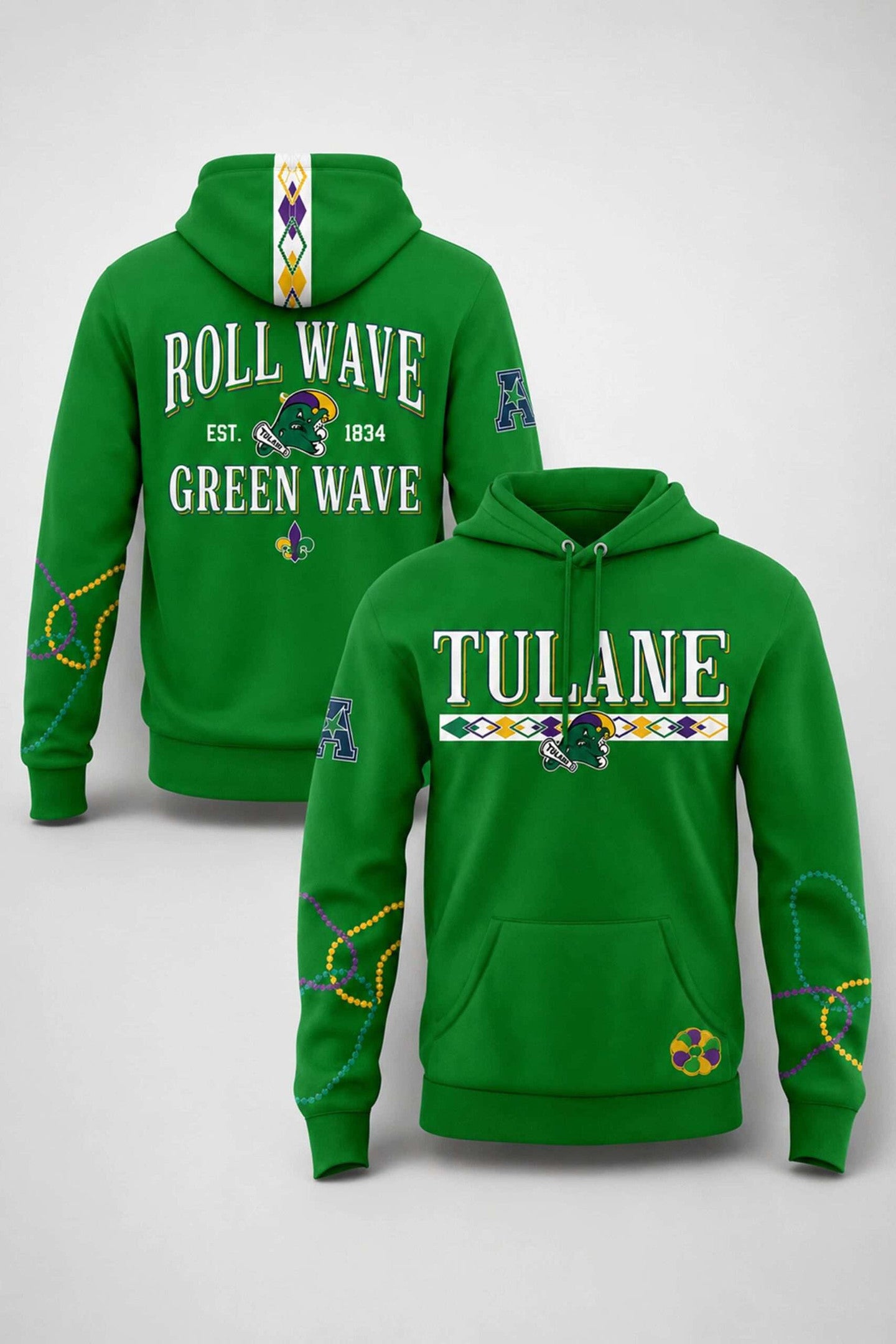 2026 Tulane Green Wave The King of Mardi Gras City Hoodie TG Wave Merch Gifts For Him - Merchluma