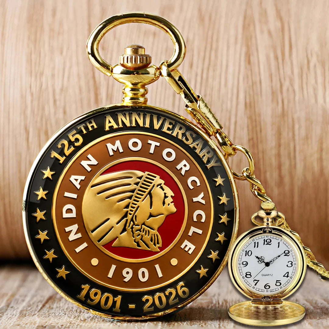 Indian Motorcycle 125th Anniversary Pocket Watch Indian Motorcycle Merch Gift Ideas For Him - Merchluma