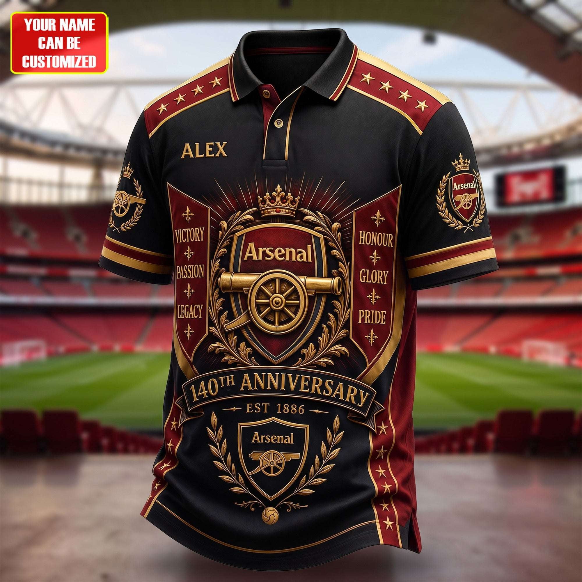 Personalized Arsenal FC Legacy 140th Anniversary Polo Shirt Honour Glory Pride Arsenal FC Merch - Merchluma