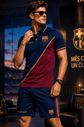 Personalized Barca FC Sport Polo Shirt And Shorts Set FC Barcelona Merch Brother Gifts - Merchluma