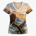 Deepest Condolences To Jackie May You Rest In Peace V-Neck Shirt Jackie RIP Gifts For Women - Merchluma