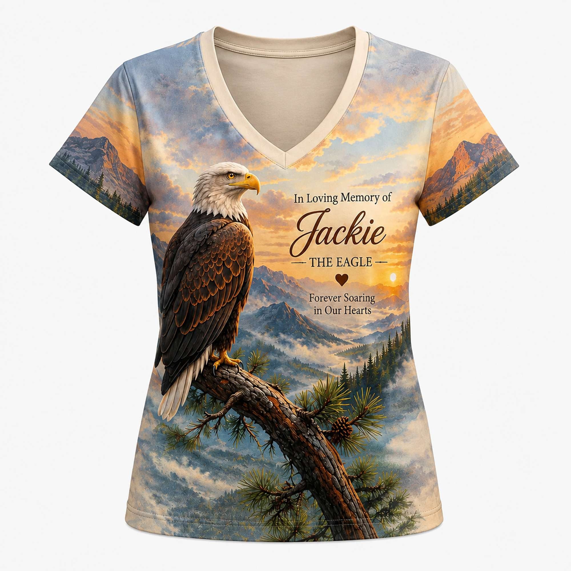 Deepest Condolences To Jackie May You Rest In Peace V-Neck Shirt Jackie RIP Gifts For Women - Merchluma