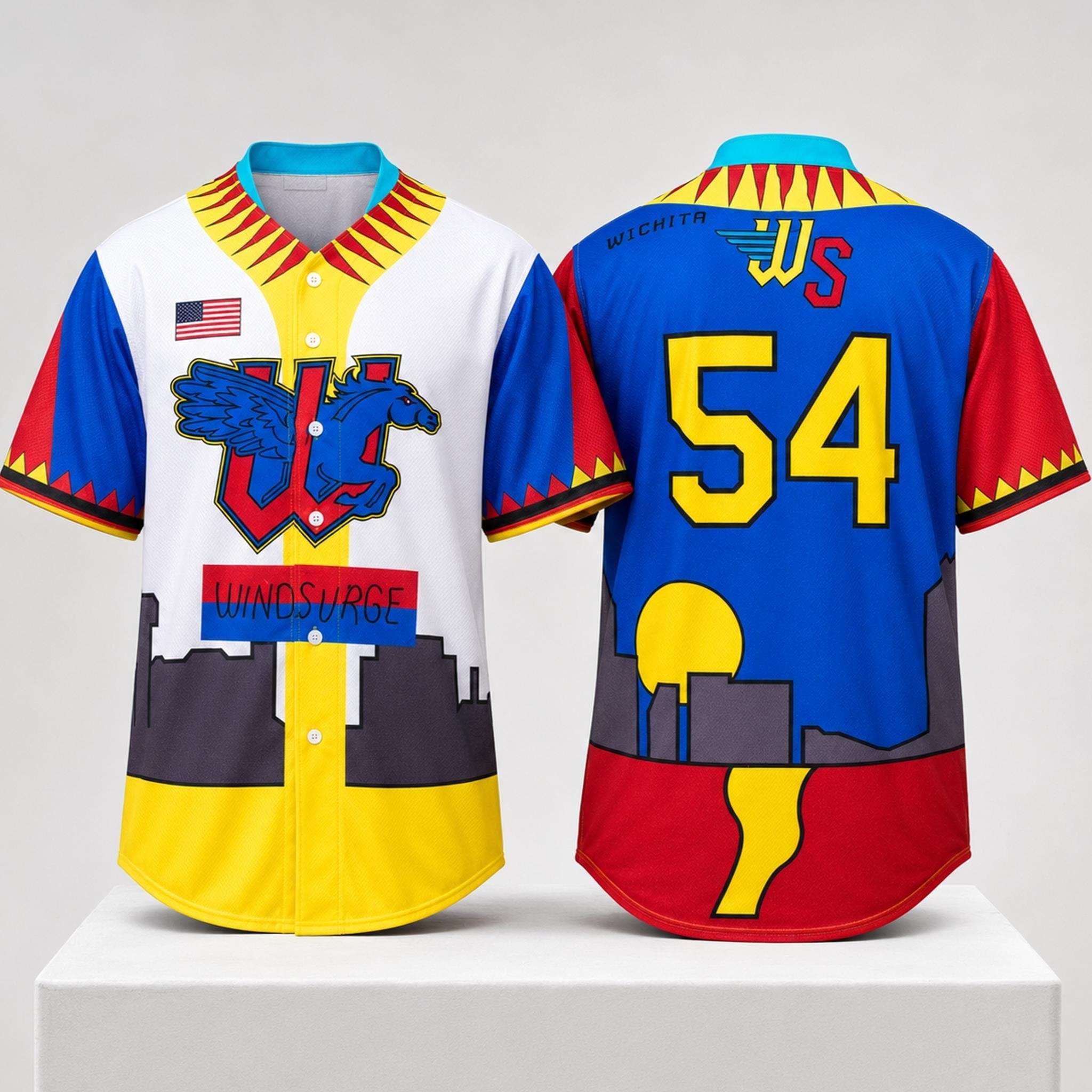 Wichita Wind Surge Neon Night Jersey 2026 #54 Wind Surge Merch Best Gifts For Baseball Fans - Merchluma