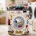 Personalized Peanuts Quilt Laundry Basket Cute Puppy Storage Basket Home Decor Items - Merchluma