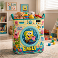 Personalized SpongeBob SquarePant Quilt Laundry Basket Ocean Friends Storage Basket Home Decor - Merchluma