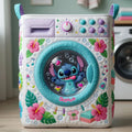 Personalized Stitch Cute Blue Alien Quilt Laundry Basket Ohana Storage Basket Home Decor - Merchluma