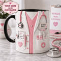 Personalized Pink Nurse Mug Nurse Coffee Cup Appreciation Gifts For Her - Merchluma