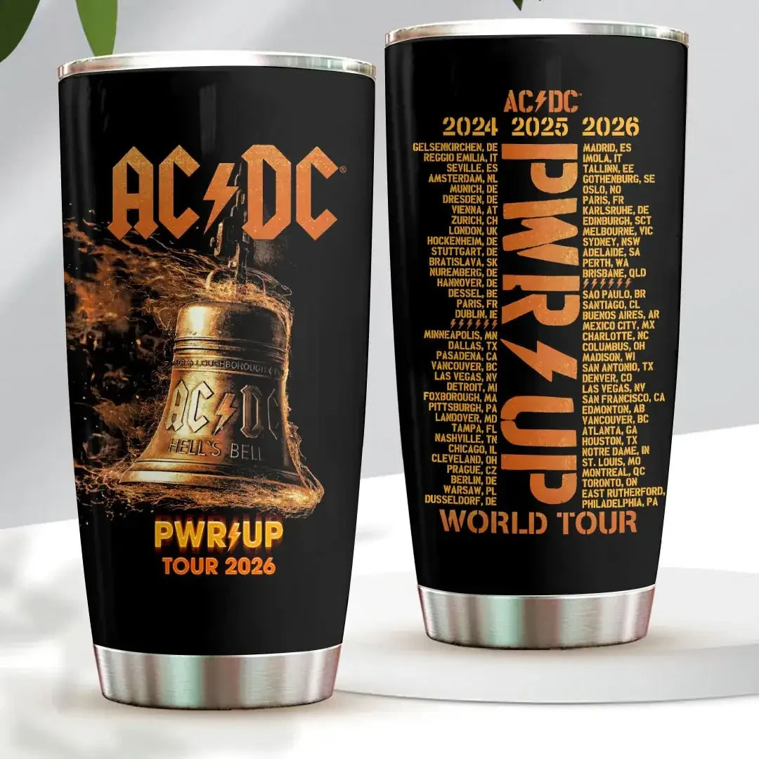 ACDC Merch PWRD UP Tour 2024 2025 2026 ACDC Tumbler Best Gifts For Music Lovers - Merchluma