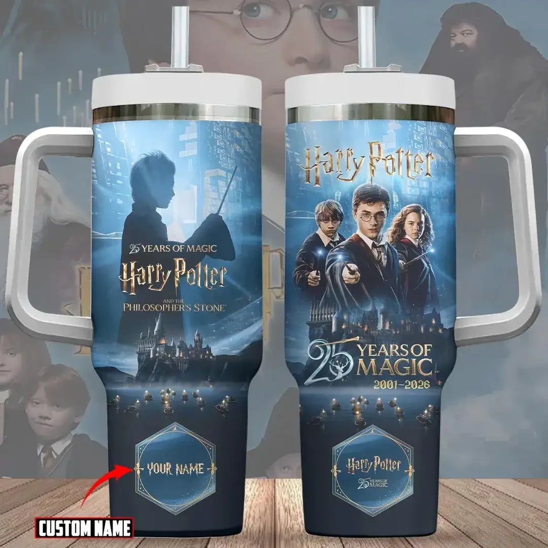 Custom Harry Potter Merch 25th Anniversary Philosopher's Stone Hogwarts Magical Tumbler - Merchluma