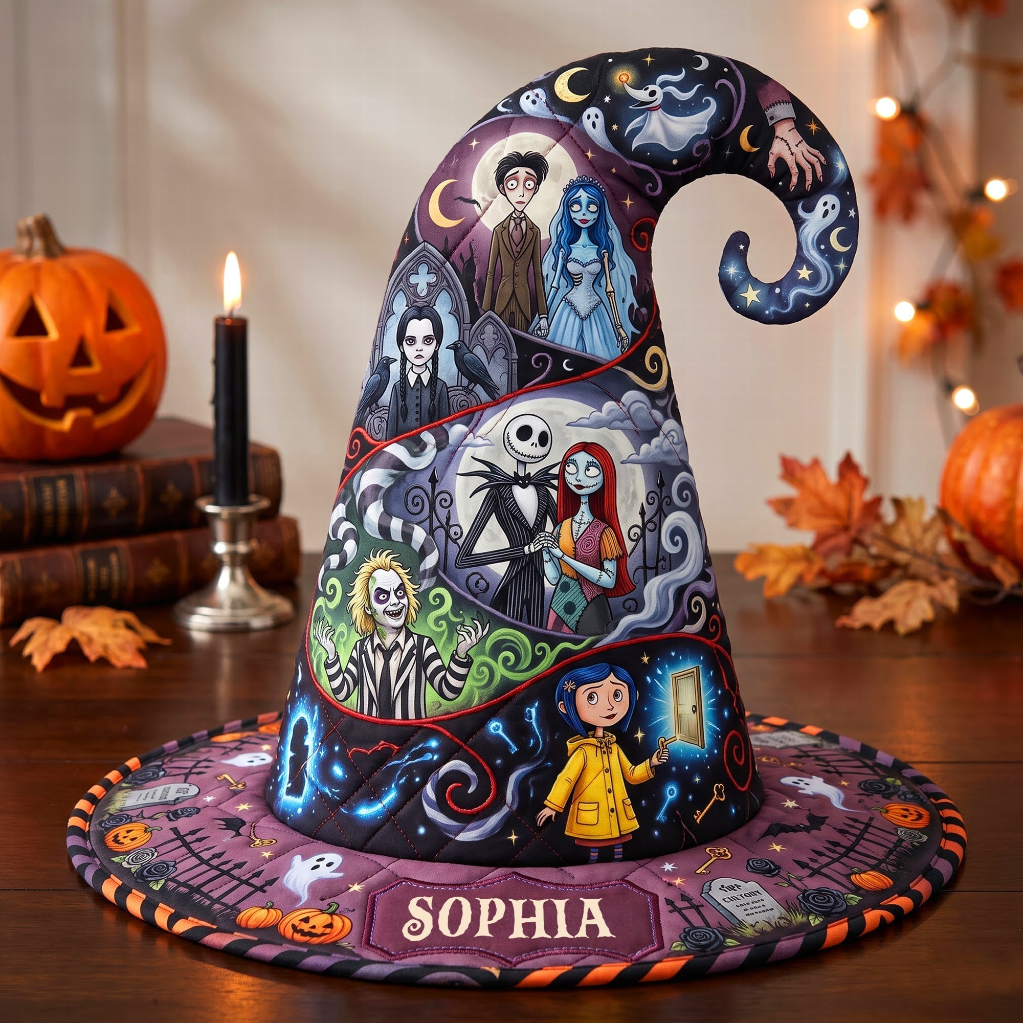 Personalized Macabre Quilted Witch Hat Halloween Merch Best Gifts For Witch Lover - Merchluma