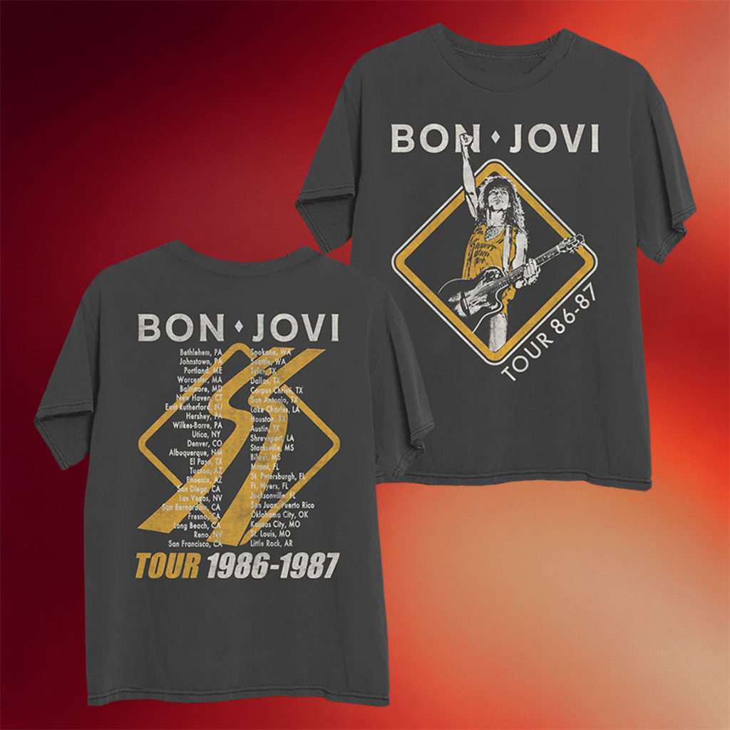 Bon Jovi Merch 2026 Slippery When Wet Tour 86 87 T-Shirt Gifts For Rock Music Lovers - Merchluma