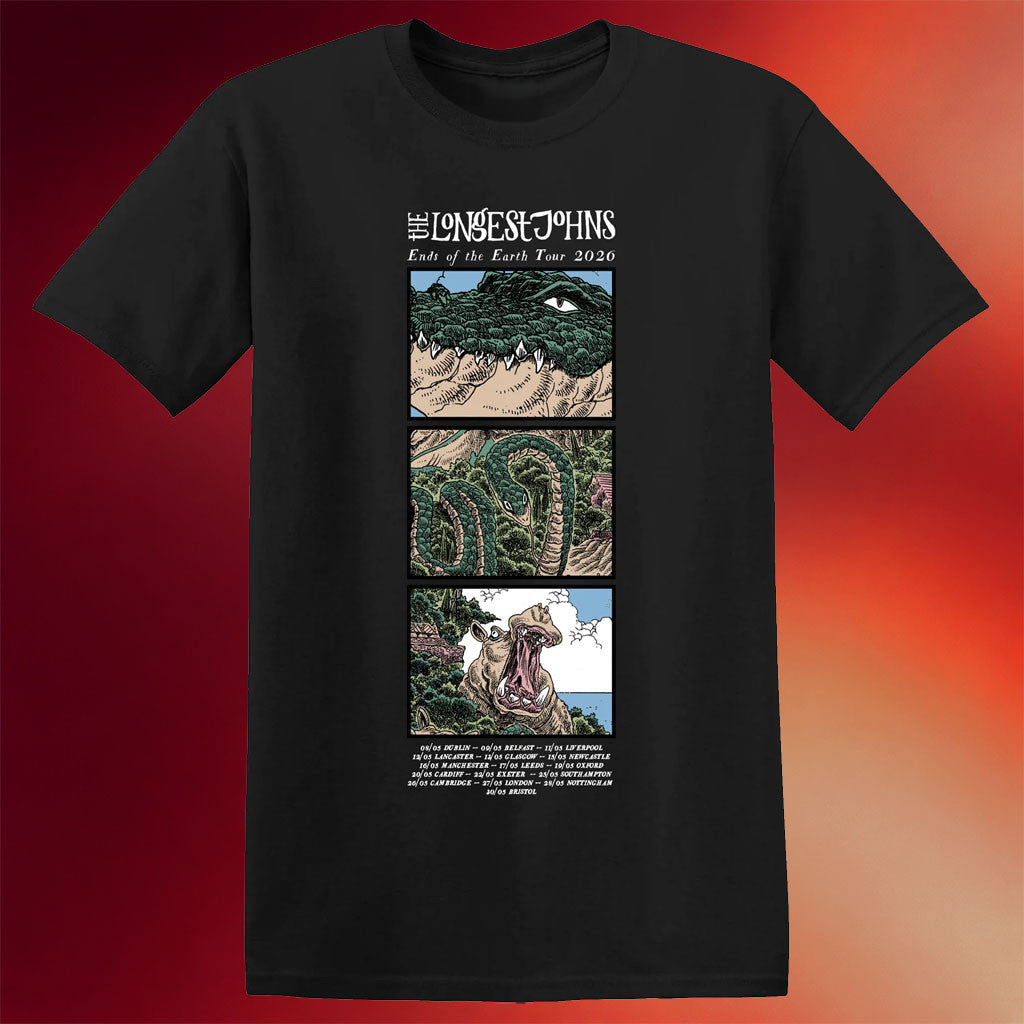 The Longest Johns Merch 2026 Ends Of The Earth UK Tour Black T-Shirt Best Gifts For Music Lovers - Merchluma
