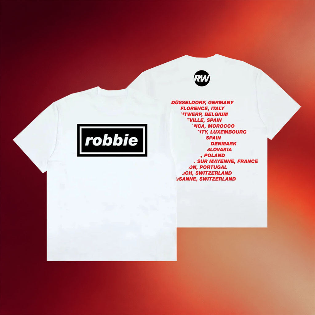Robbie Williams Merch 2026 Britpop Tour T-Shirt White Cool Gifts For Music Lovers - Merchluma
