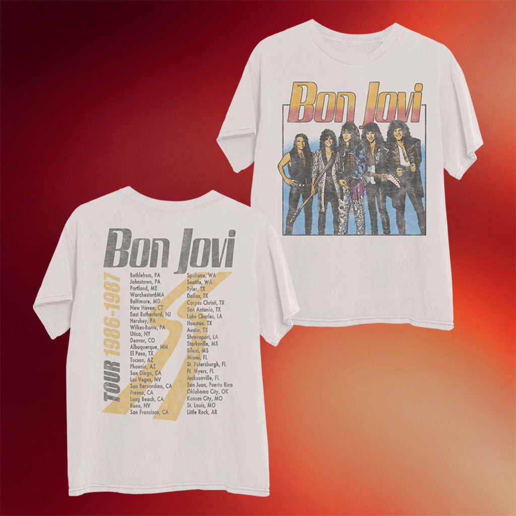 Bon Jovi Merch 2026 Slippery When Wet Tour Retro T-Shirt Cool Gifts For Rock Lovers - Merchluma