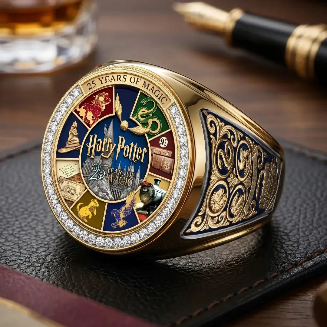 Harry Potter 25th Anniversary Philosopher's Stone Hogwarts Magical Ring Harry Potter Merchandise - Merchluma