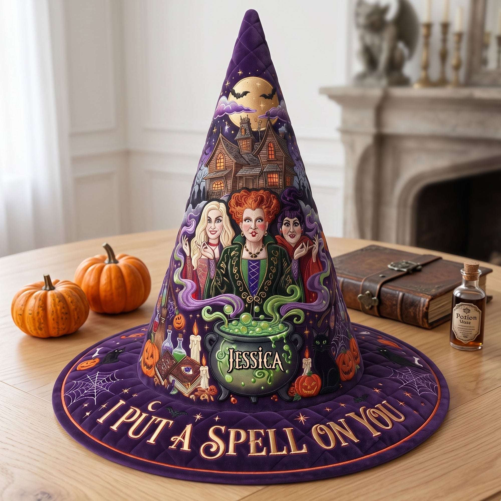 Personalized Hocus Pocus Sisterhood Of Spells Quilted Witch Hat Best Halloween Gifts - Merchluma