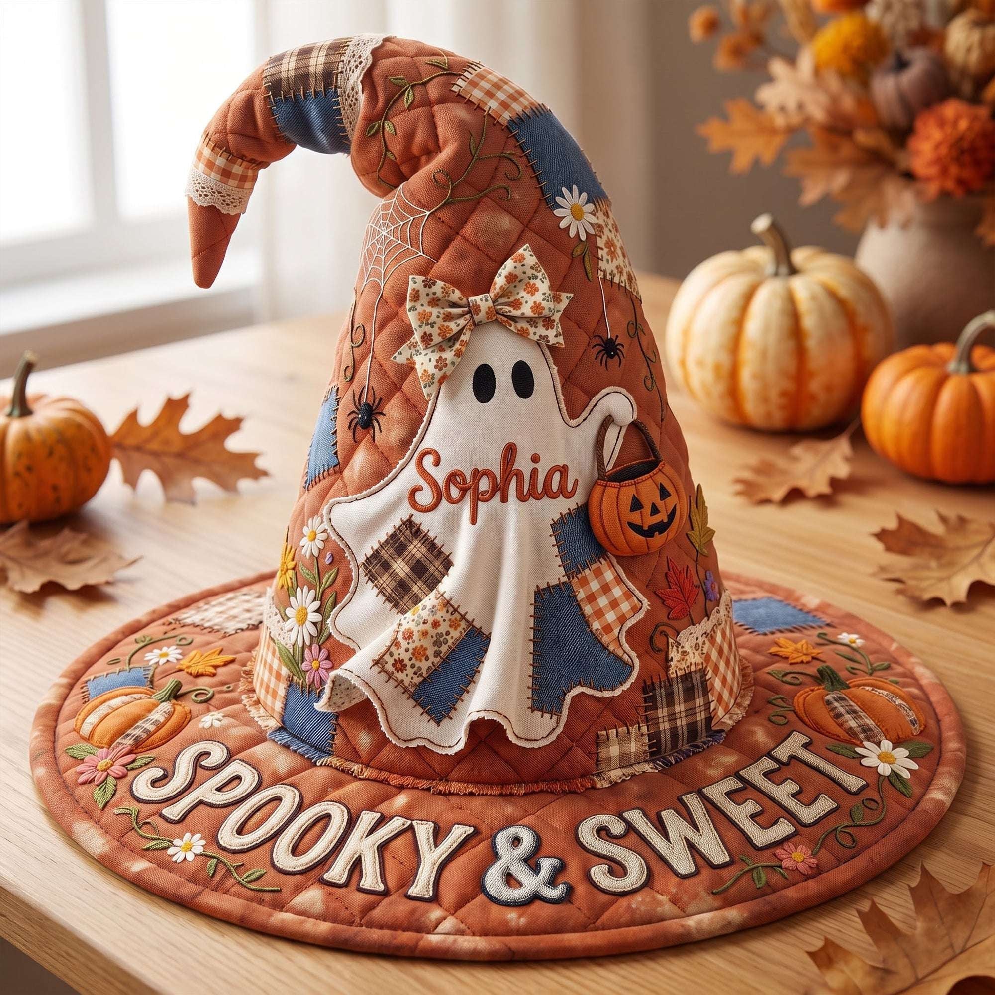 Personalized Spooky And Sweet Boo Quilt Witch Hat Cute Gifts For Halloween Present For Her - Merchluma