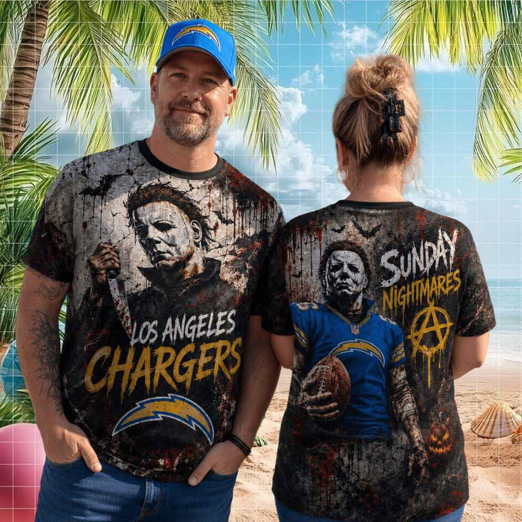 Los Angeles Chargers Michael Myers Sunday Nightmares Horror Shirt LA Chargers Merch - Merchluma