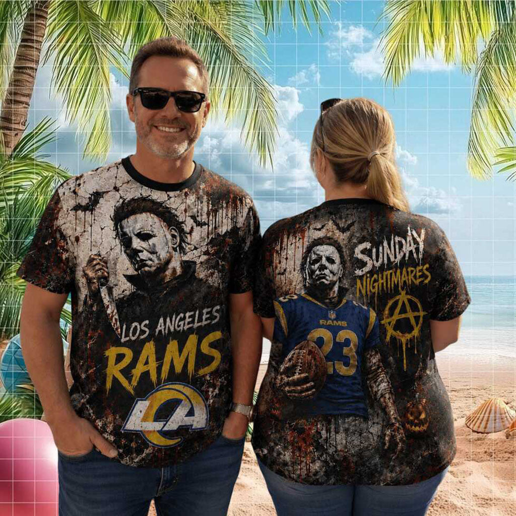 Los Angeles Rams Michael Myers Sunday Nightmares Horror Shirt LA Rams Merch Gift For Game Day - Merchluma