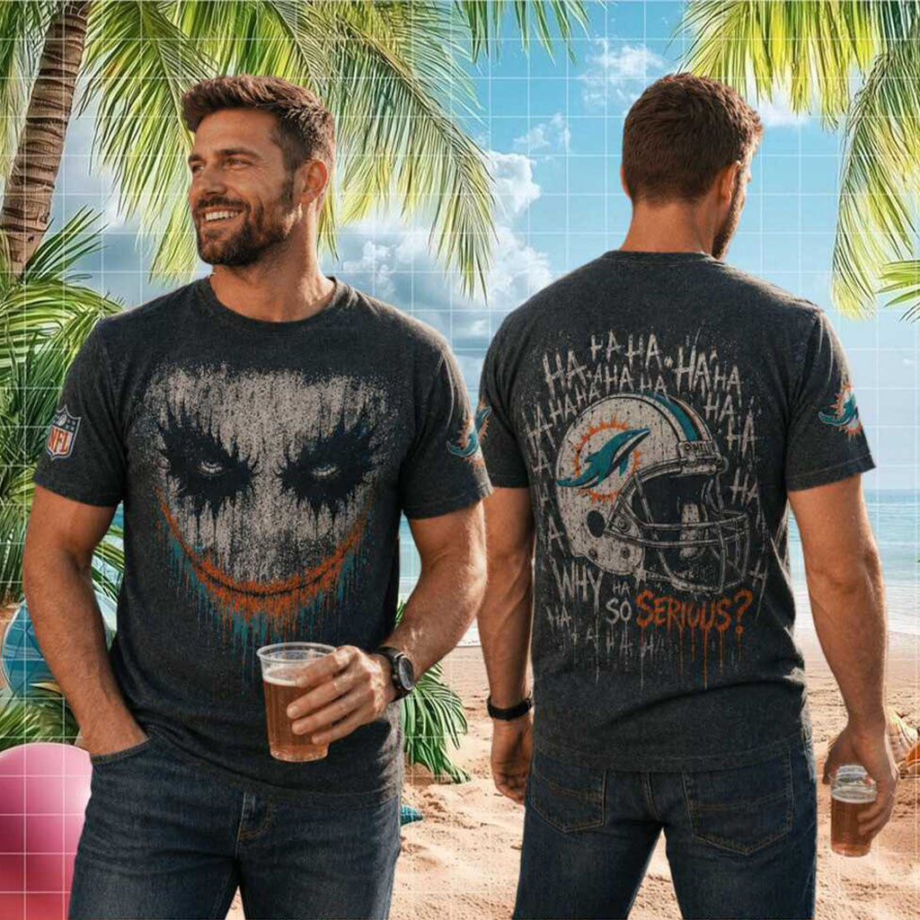 Miami Dolphins Joker Helmet Why So Serious Shirt Miami Dolphins Merch Gift For Football Fans - Merchluma
