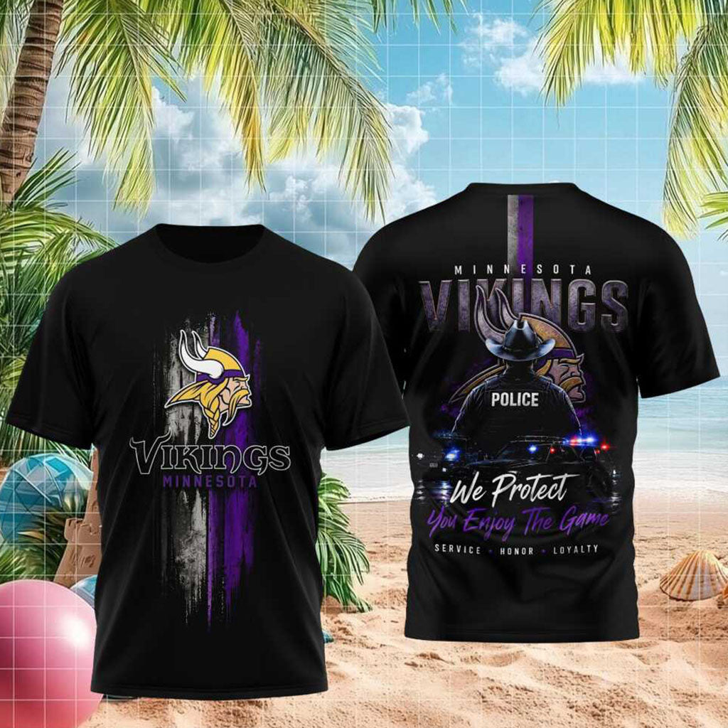 Minnesota Vikings Police Officer Thin Blue Line Football Shirt MN Vikings Merch Game Day Gifts - Merchluma