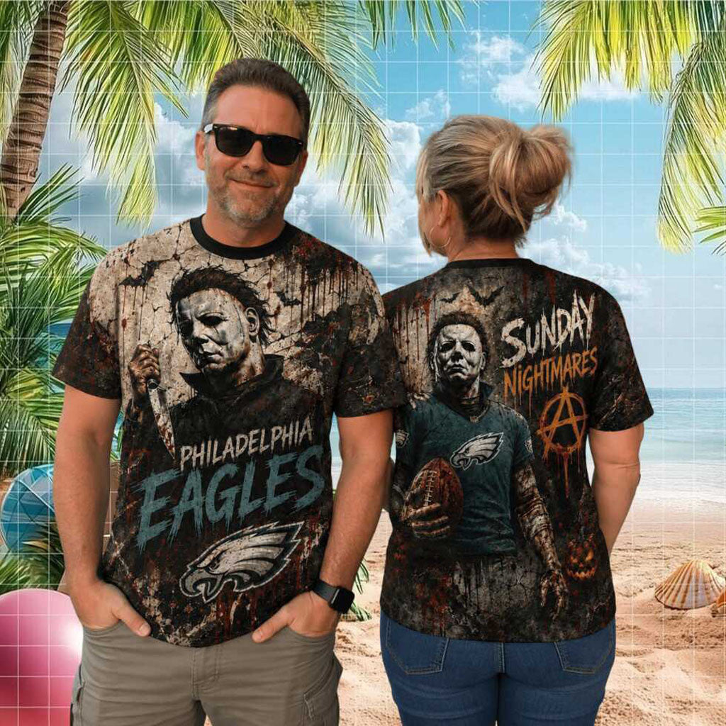 Philadelphia Eagles Michael Myers Sunday Nightmares Shirt Philadelphia Eagles Merch Fan Gifts - Merchluma