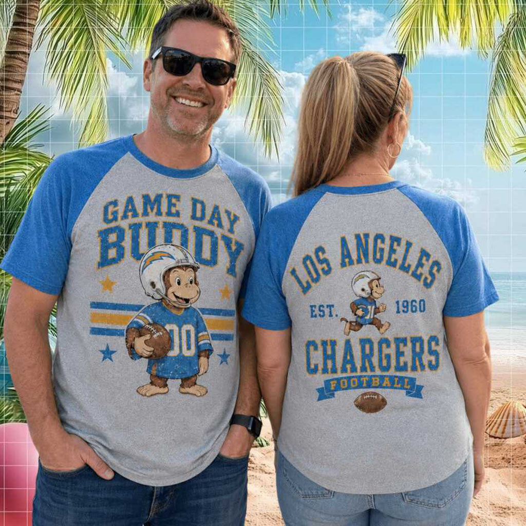 Los Angeles Chargers Monkey Mascot Game Day Buddy T-Shirt LA Chargers Merch Fan Gifts - Merchluma