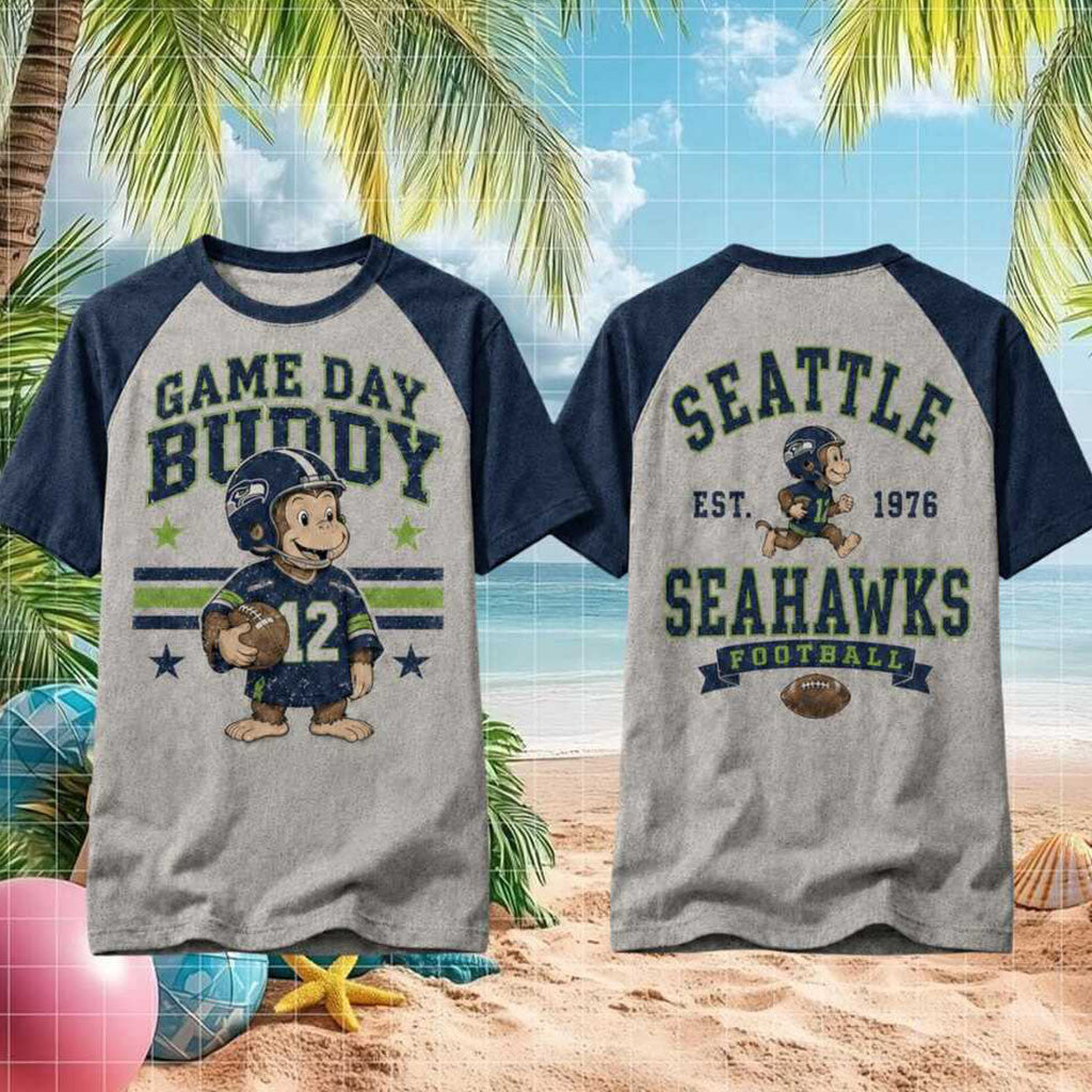 Seattle Seahawks Game Day Buddy Monkey Football Shirt Seahawks Merch Football Related Gifts - Merchluma