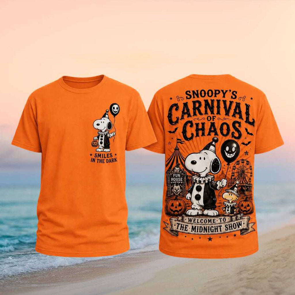 Snoopy Carnival Chaos Midnight Show Halloween Shirt Snoopy Merch Halloween Presents - Merchluma