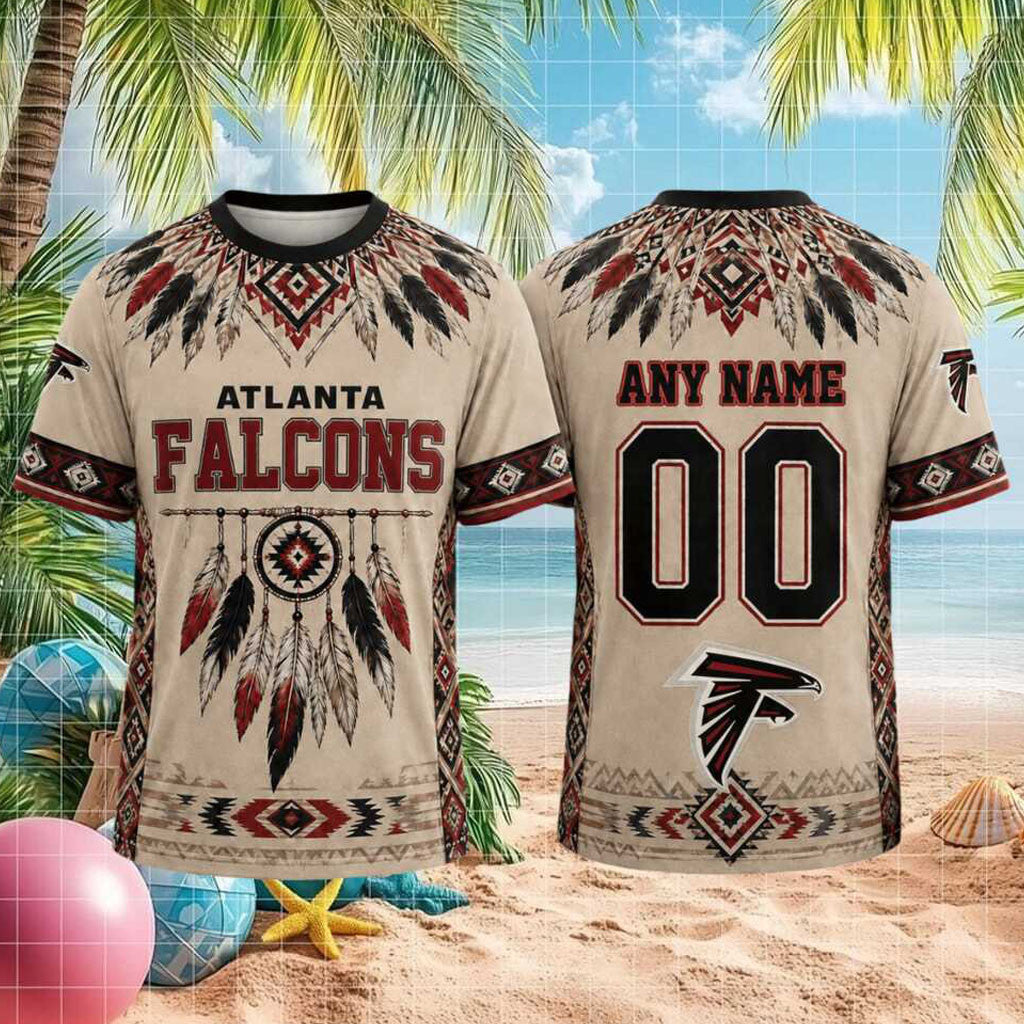 Custom Atlanta Falcons Native American Dreamcatcher T-Shirt Gifts For Atlanta Falcons Fans - Merchluma