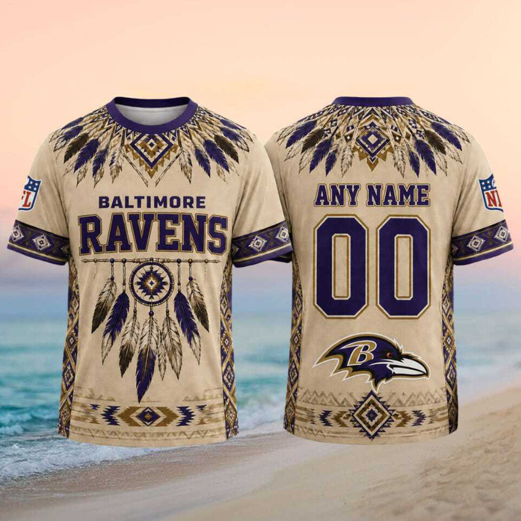 Custom Baltimore Ravens Native Tribal T-Shirt Game Day Clothes Baltimore Ravens Fans Gifts - Merchluma