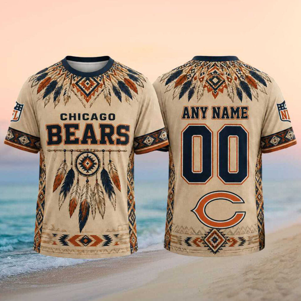 Custom Chicago Bears Tribal Dreamcatcher T-Shirt Chicago Bears Football Shirt Gift Ideas - Merchluma