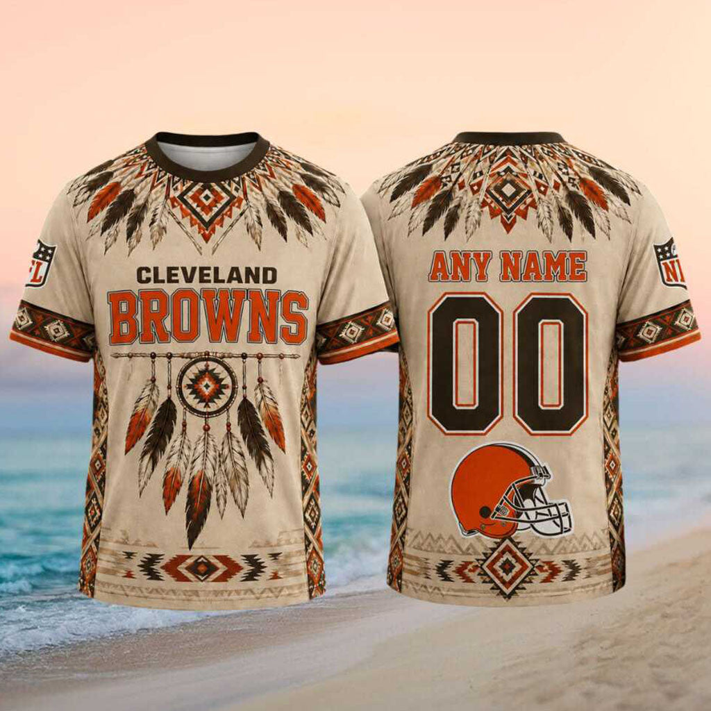 Custom Cleveland Browns Native American Dreamcatcher T-Shirt Cleveland Browns Fan Apparel - Merchluma