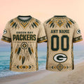 Custom Green Bay Packers Native American Dreamcatcher T-Shirt Packers Merch Football Fans Gifts - Merchluma
