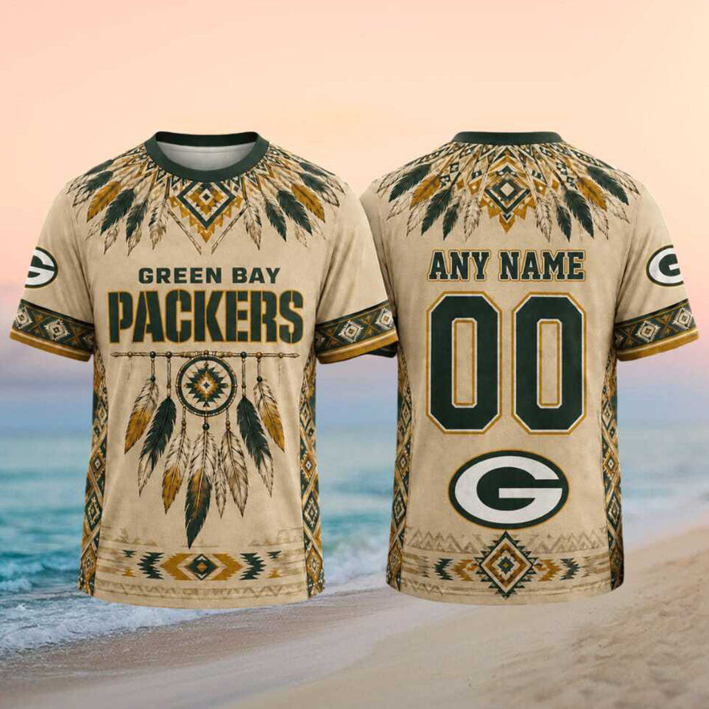Custom Green Bay Packers Native American Dreamcatcher T-Shirt Packers Merch Football Fans Gifts - Merchluma
