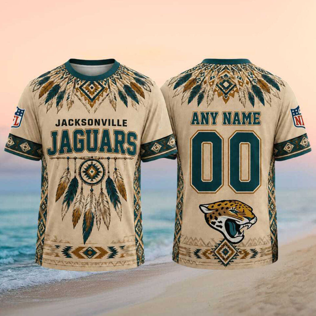 Custom Jacksonville Jaguars Native Dream Catcher T-Shirt Jacksonville Jaguars Merch Fans Gifts - Merchluma