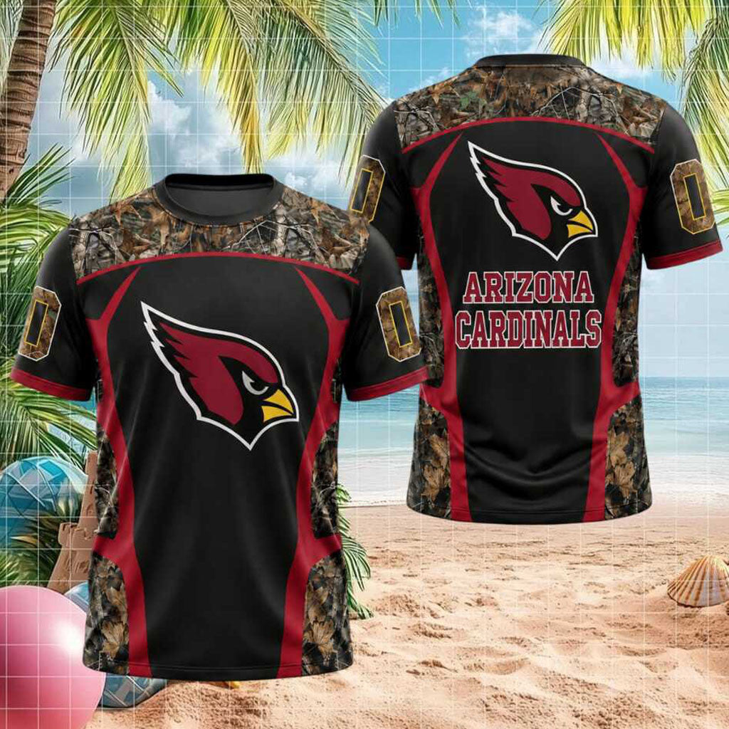 Custom Arizona Cardinals Cardinal Mascot Camouflage T-Shirt Arizona Cardinals Merch Fans Gifts - Merchluma