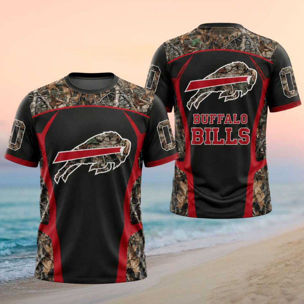 Custom Buffalo Bills Camo Pattern T-Shirt Football Gameday Tee Bills Mafia Gifts - Merchluma