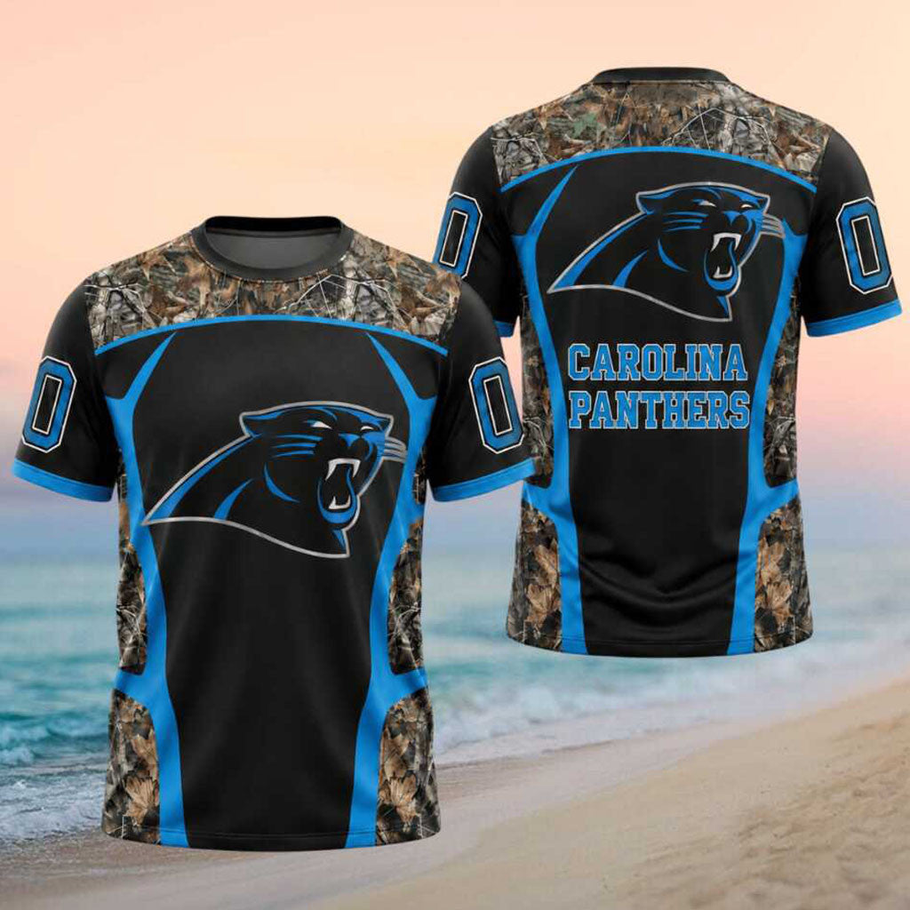 Custom Carolina Panthers Football Team Camo T-Shirt Football Game Day Tee Panthers Fans Gifts - Merchluma
